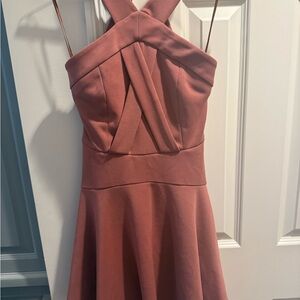 Elegant Red-Brown Halter Dress